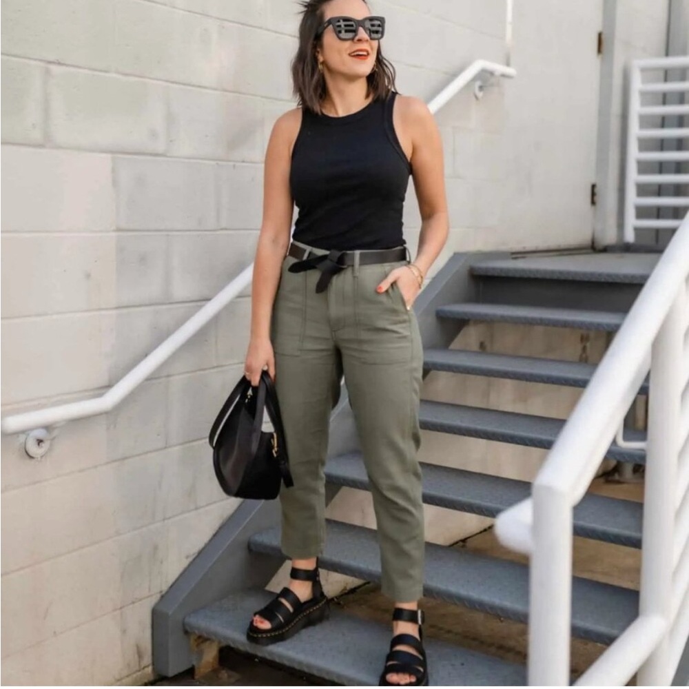 Madewell Tapered Fatigue utility pant 25 25L Dried clover read!